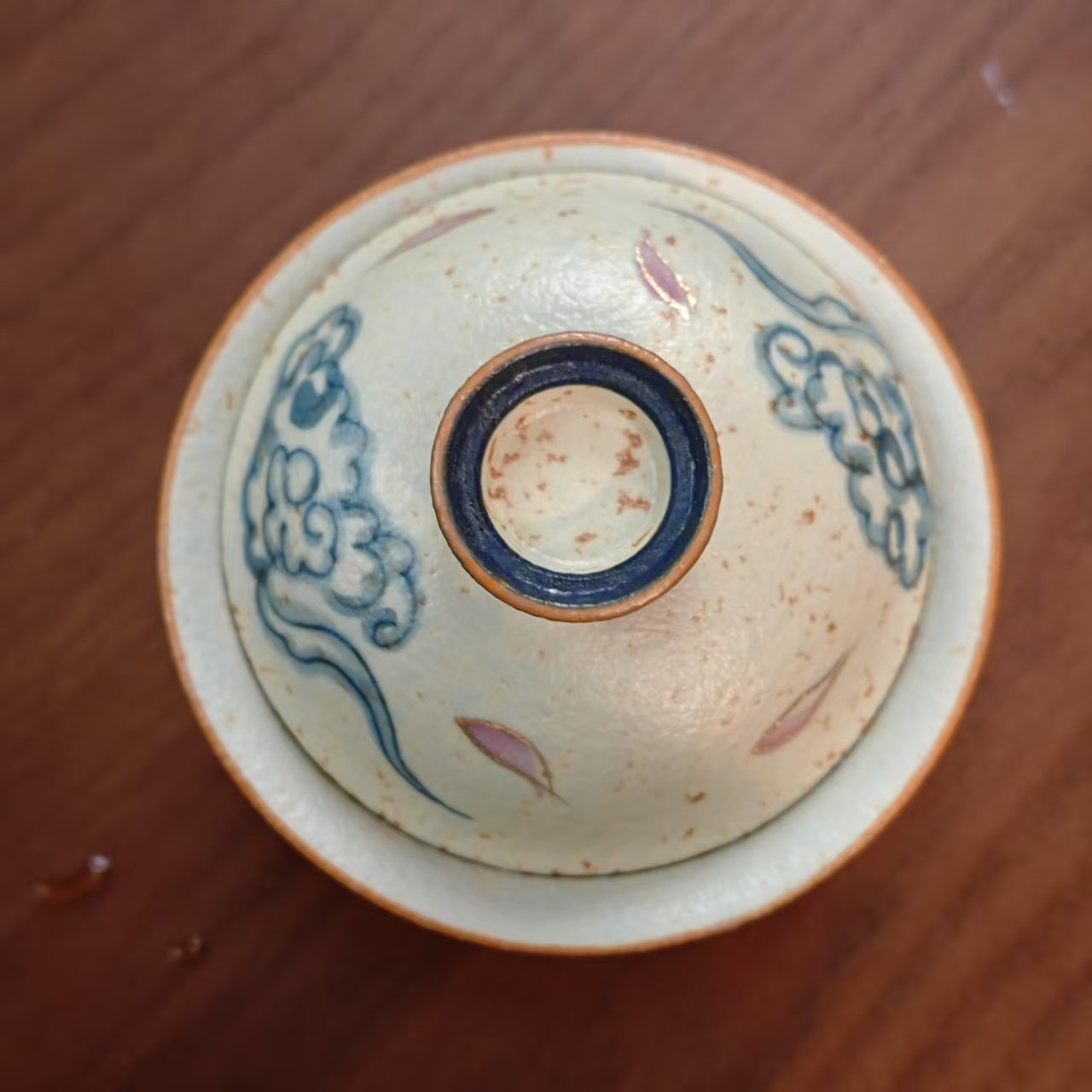 【坐饮亭竹】祥云蝴蝶盖碗（q7648）