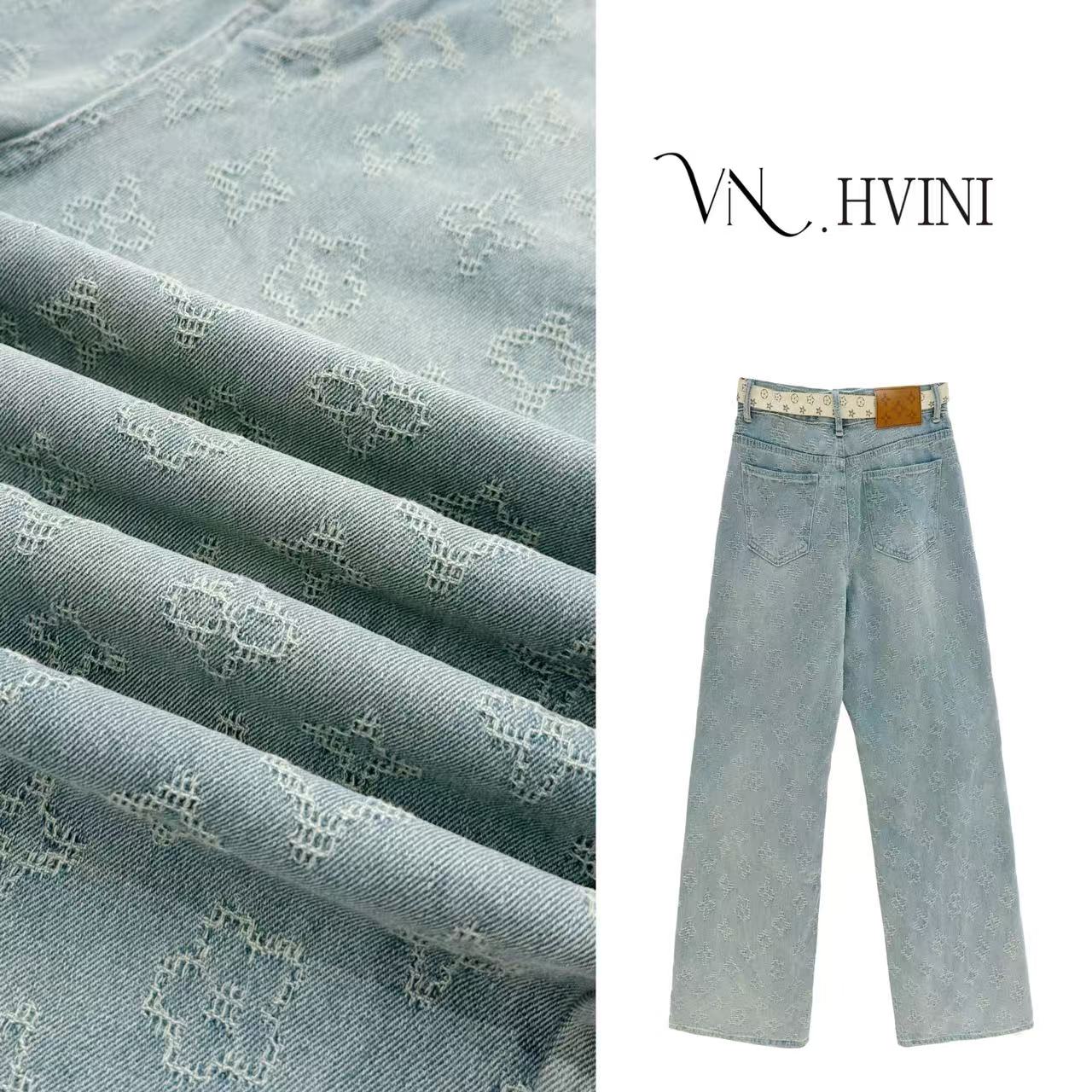 HUANG  VINI【黄微倪】天花乱坠 新潮休闲百搭显瘦直筒牛仔裤H1040