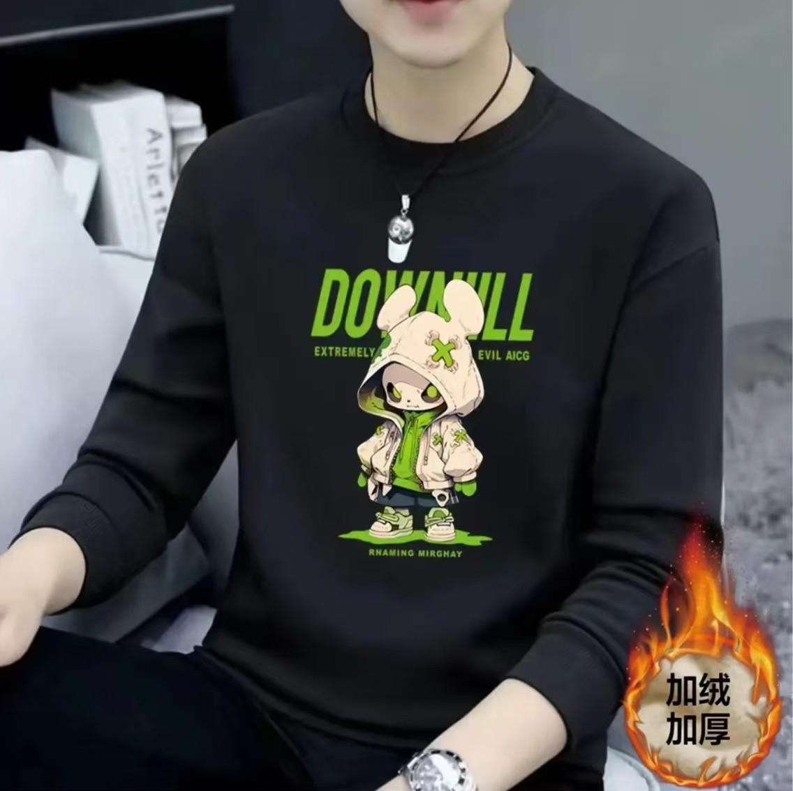 【加绒款】]2025秋冬加绒圆领长袖卫衣运动时尚简约百搭男女同款16