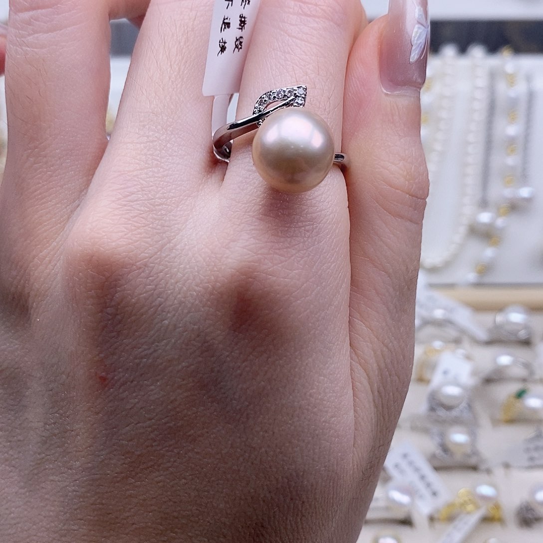 戒指银S925镶嵌淡水珍珠