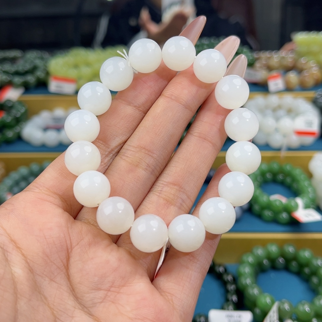 潮***畅和田玉未镶嵌手链天然和田玉新疆且末天泰料手串12