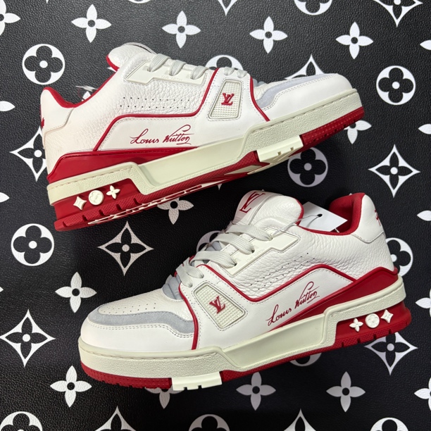 99新 LouisVuitton/路易威登 38欧码白红水泥trainer板鞋百搭时尚