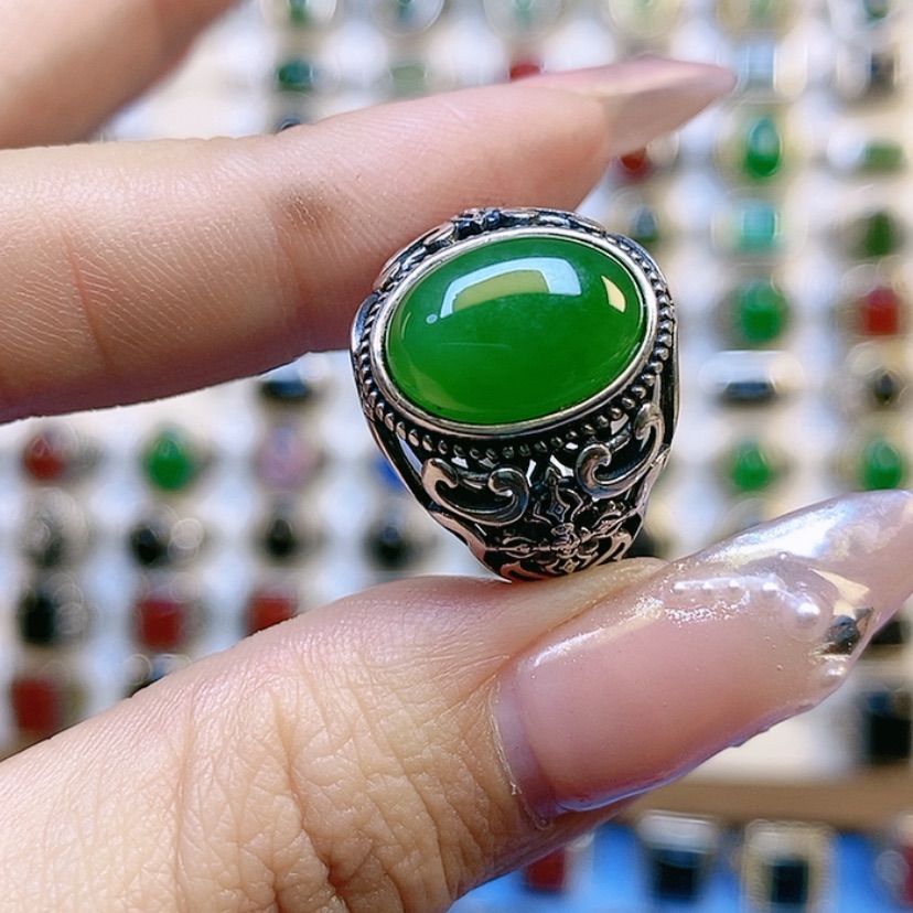 【闪购商品】和田玉戒指银S925镶嵌美*