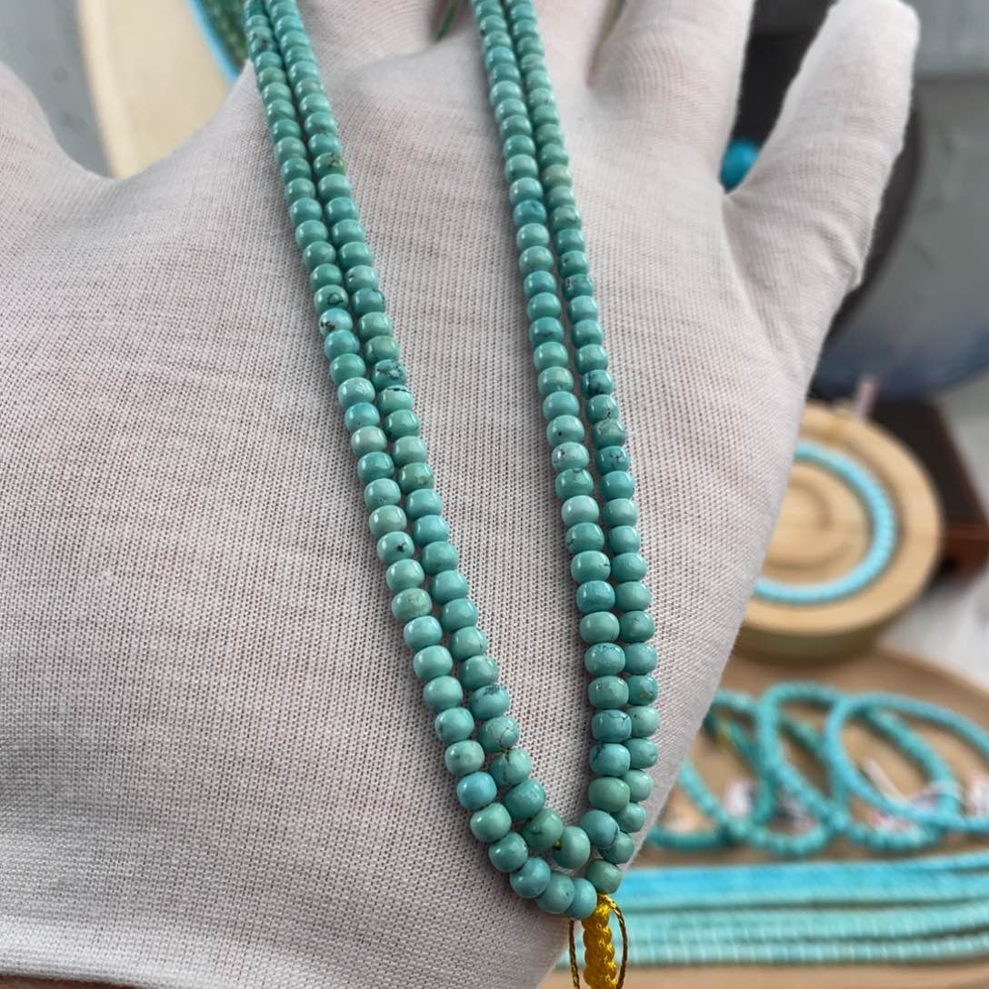 绿松石手链未镶嵌高瓷108卡4