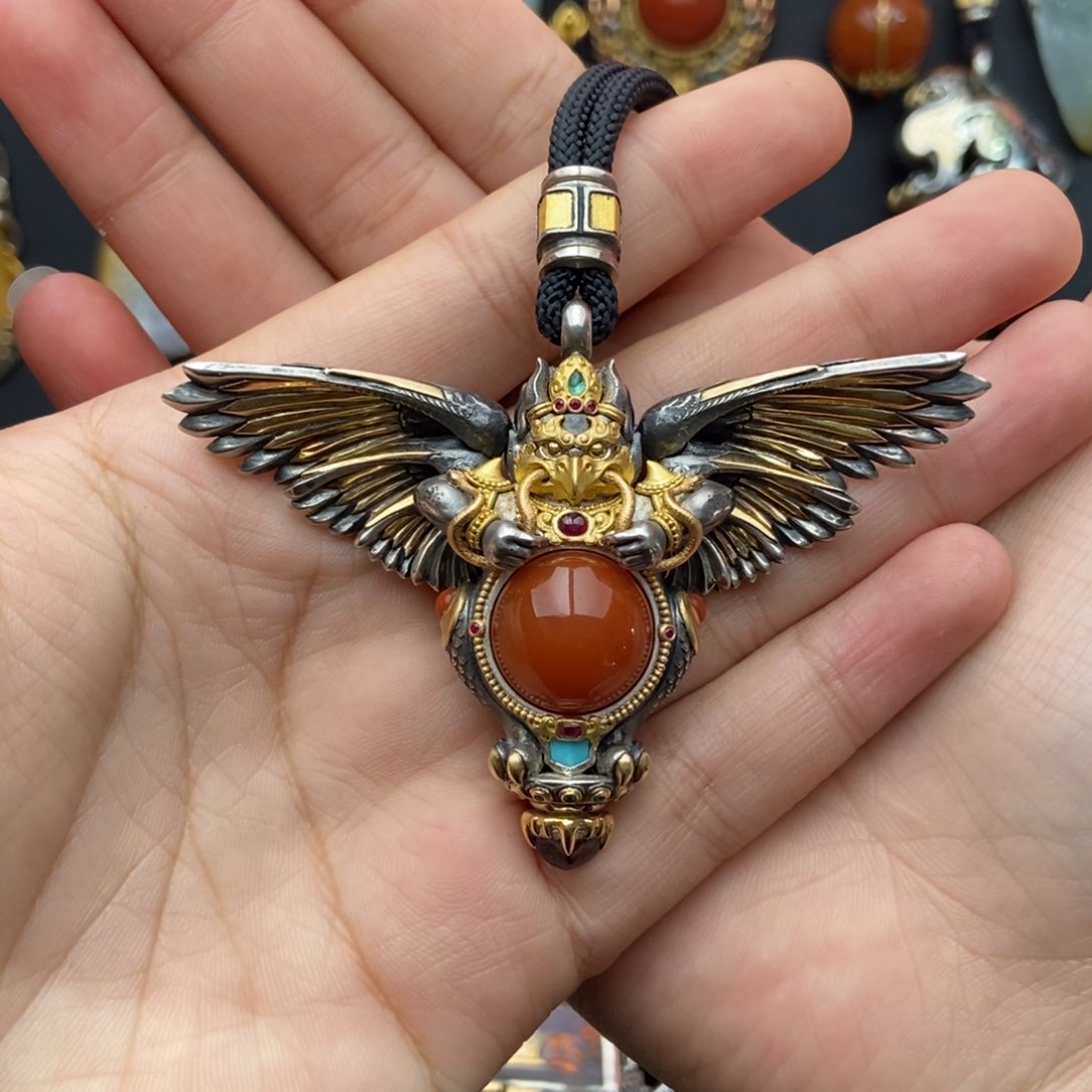 颈饰银S925镶嵌南红玛瑙修*