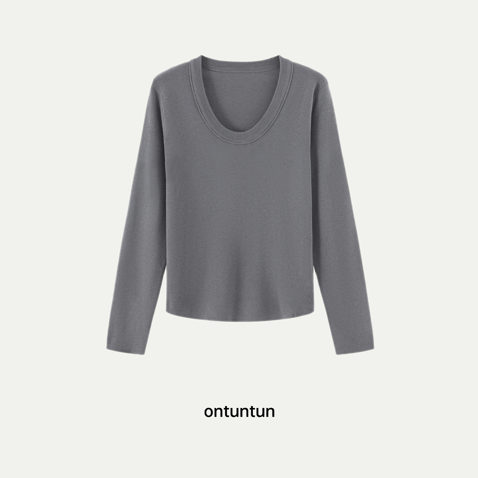 【年中坨粉福利】低饱和 U领羊毛混纺松弛慵懒打底毛衣