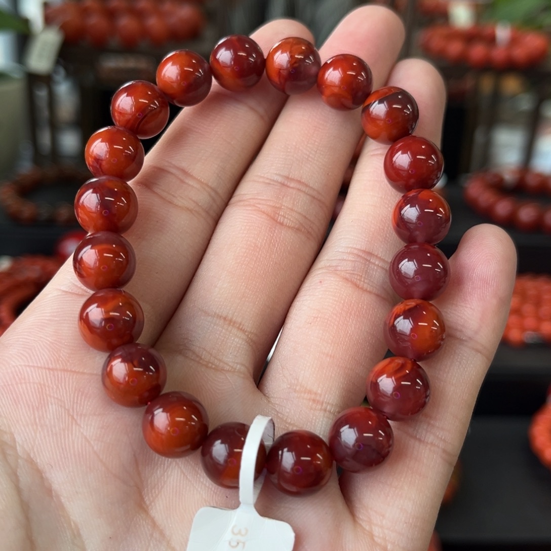 翼***南红玛瑙未镶嵌手链川料瓦西牛血红手串10+