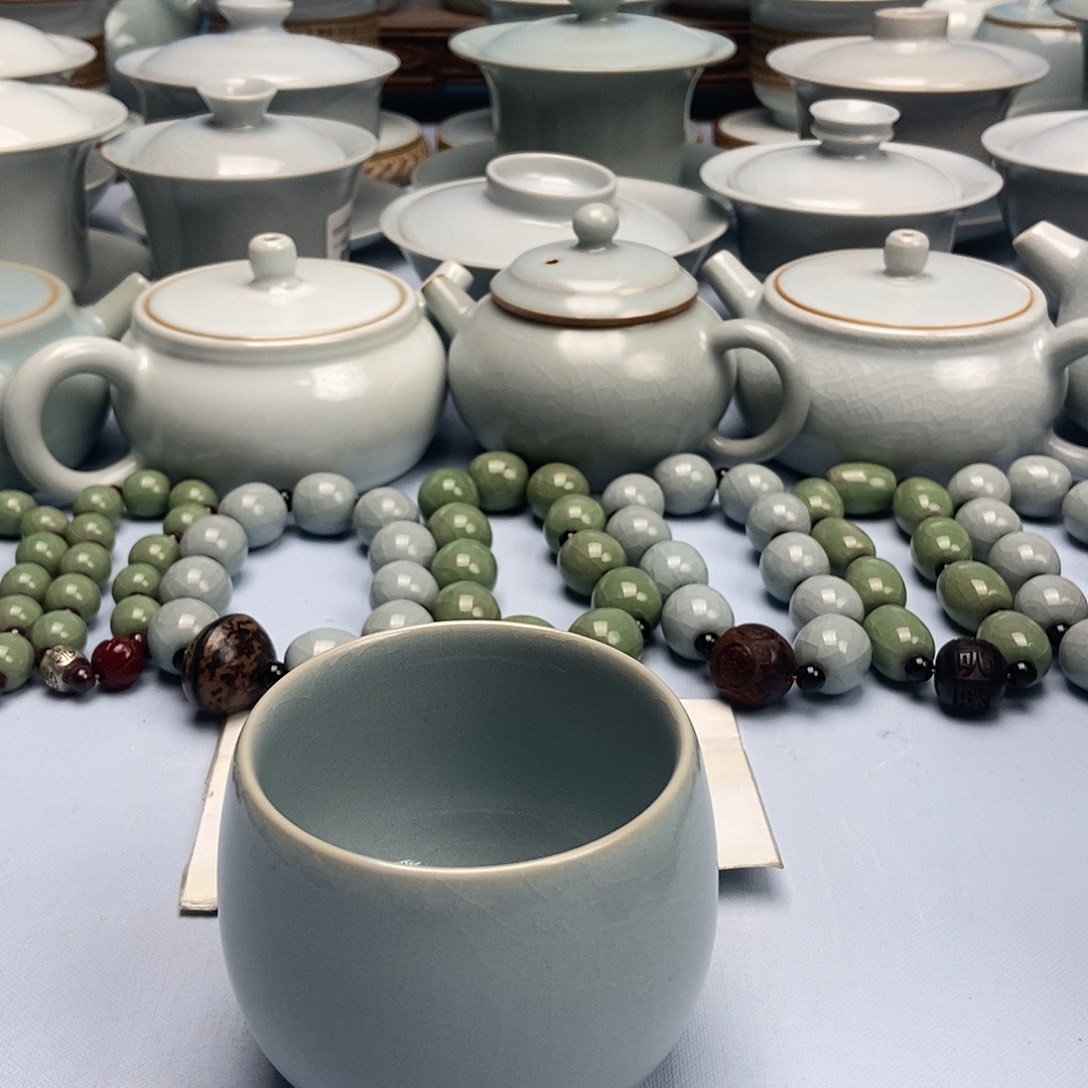 杯天青微蓝釉龙蛋杯原矿原釉原产地