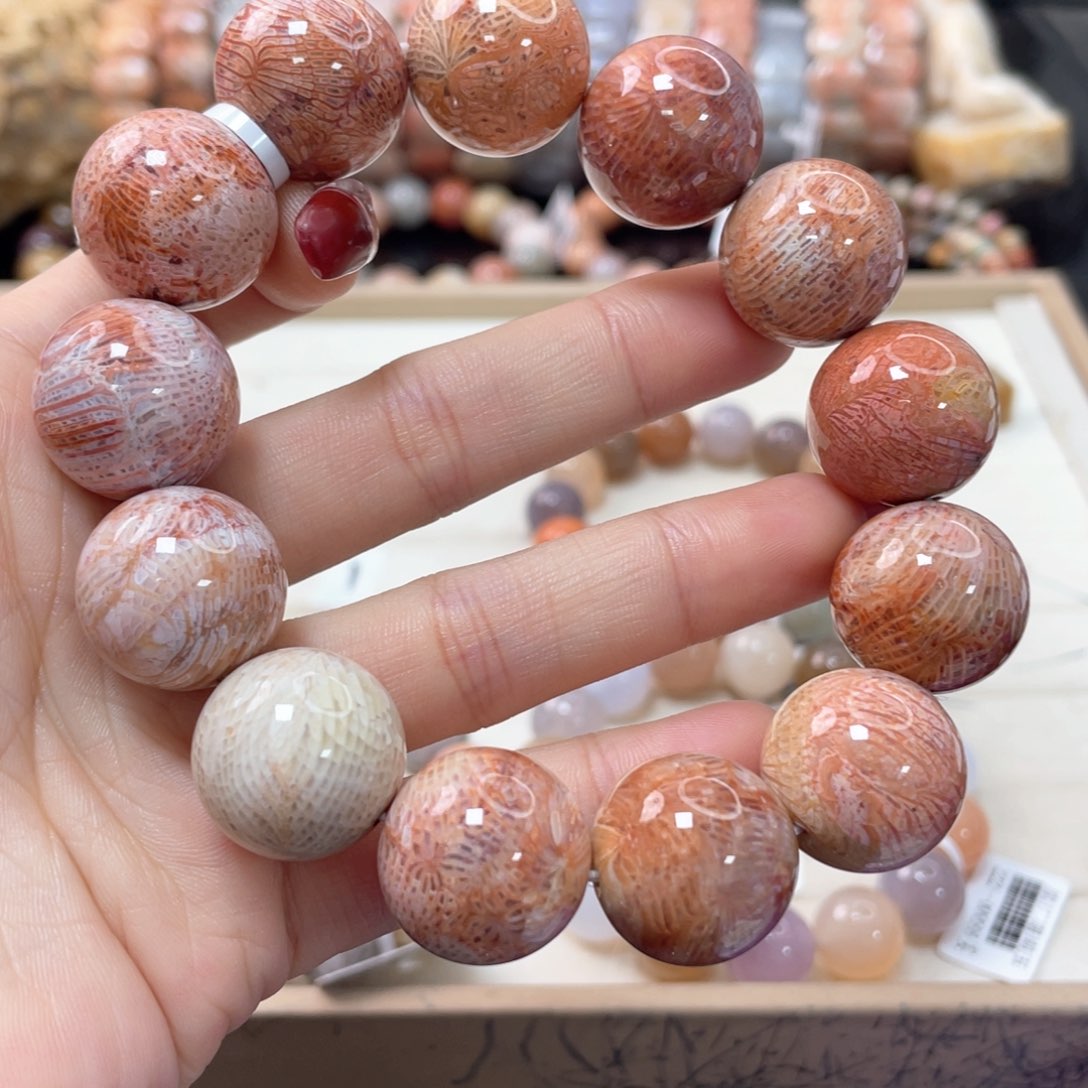 硅化珊瑚（珊瑚玉）手链未镶嵌蝶*876