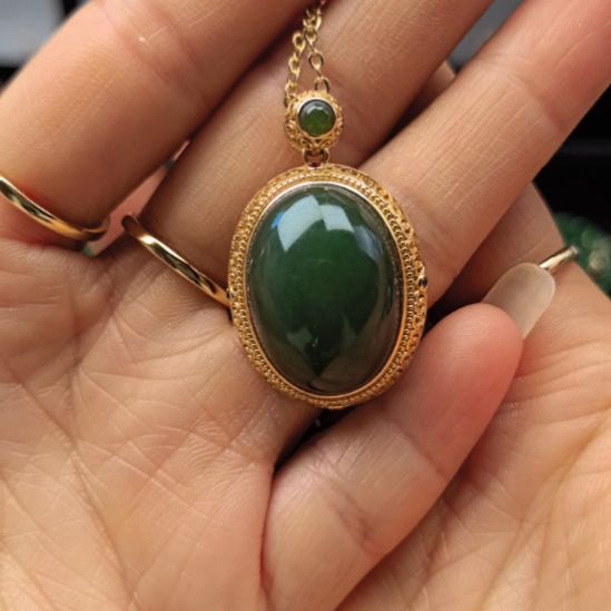 和田玉（碧玉）未镶嵌戒指吊坠