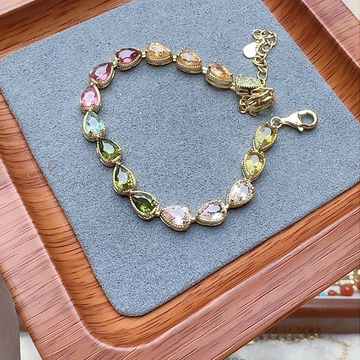 碧玺手链银S925镶嵌手链