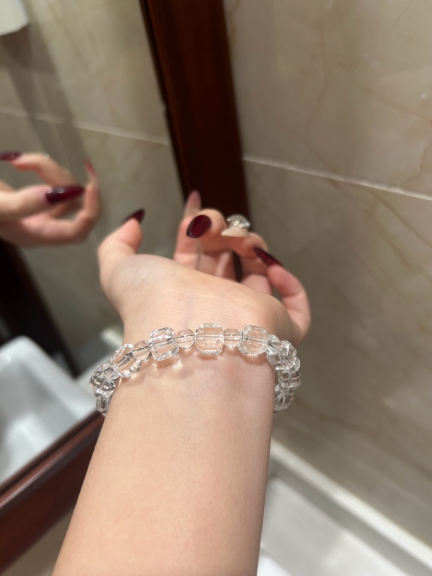 合金仿珍珠手链 白水方糖切割手串冰透