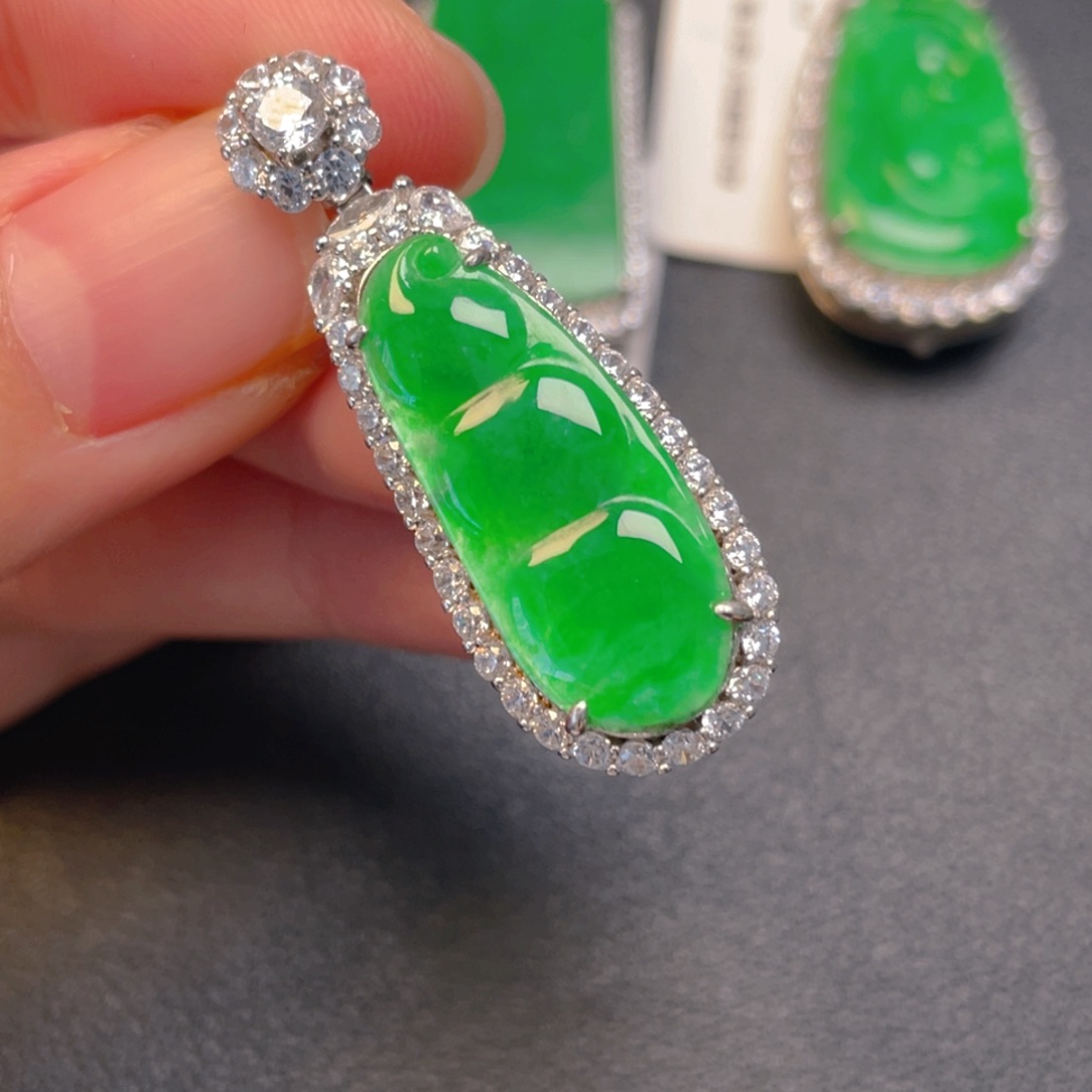 翡翠银S925镶嵌吊坠(不含链)