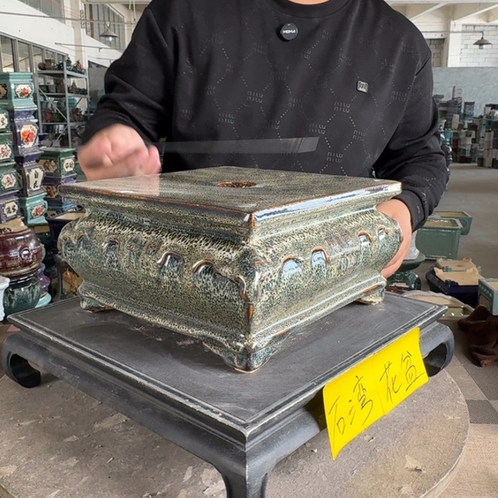 。一风堂石湾花盆 高温裂 面宽22.5高12