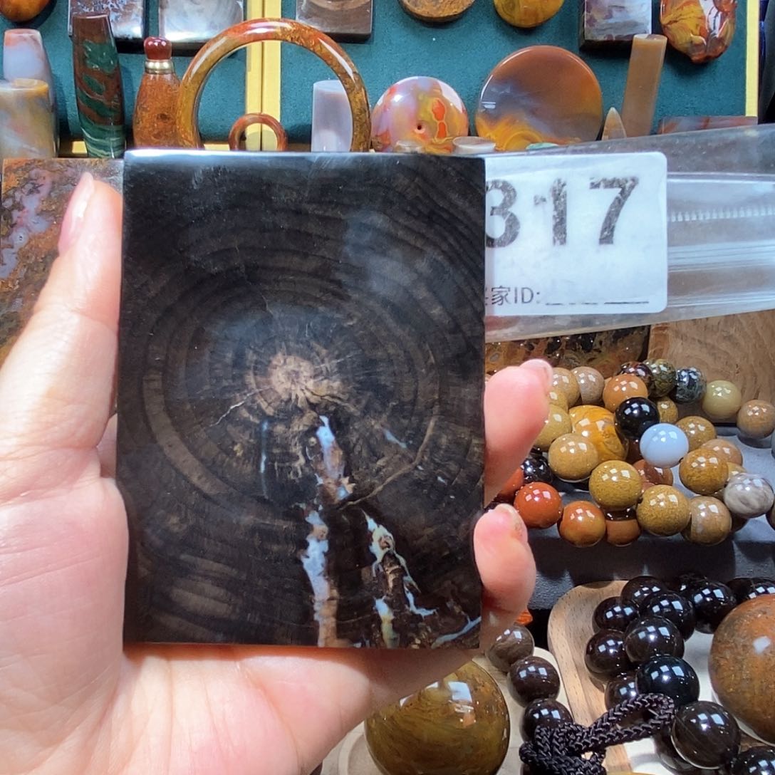 硅化玉天然北票树化玉方牌未镶嵌