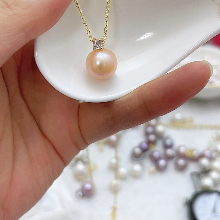 合金淡水珍珠中国红金色戴妃