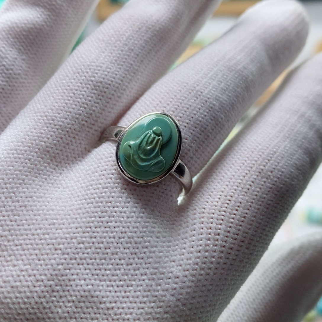 绿松石戒指银S925镶嵌傲*