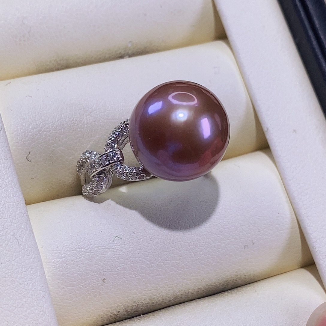 淡水珍珠戒指银S925镶嵌风*?