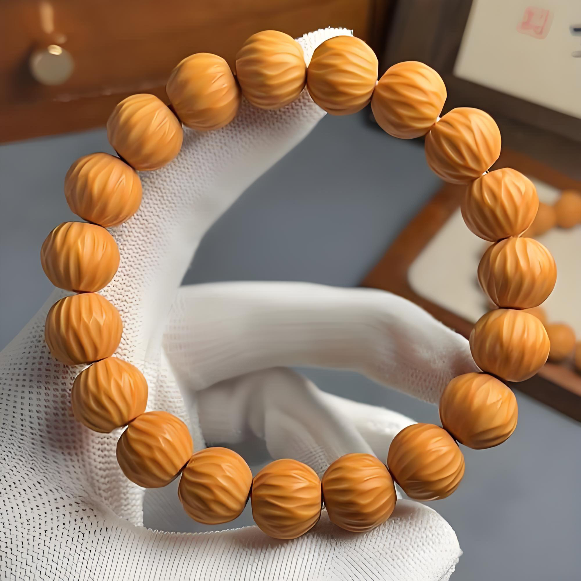 [雅雅]天河扭矩微瑕大尺寸龙岩料猴头单圈手串