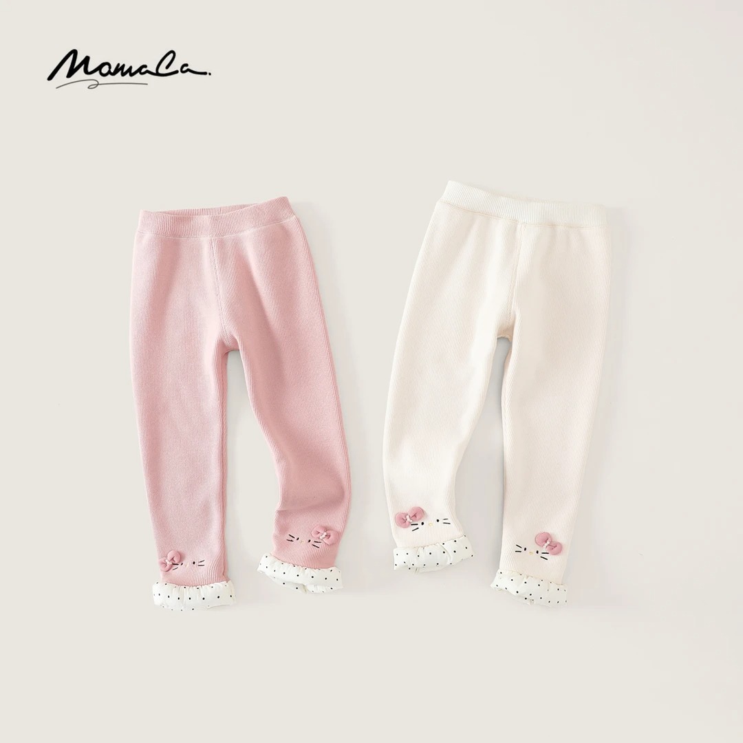 MOMOCO冬季女童可爱小猫可爱洋气打底裤休闲裤77830360015&16