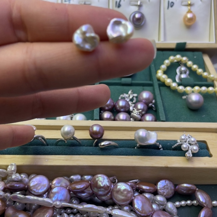 淡水珍珠耳饰银S925镶嵌