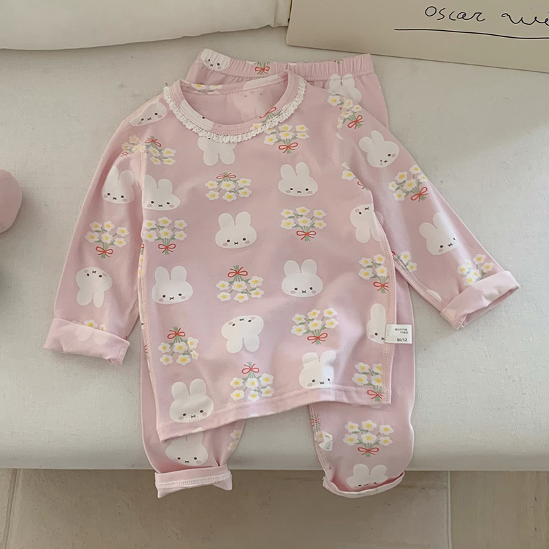 儿童卡通莱卡套装2025秋冬款女童家居服两件套秋衣秋裤726-2