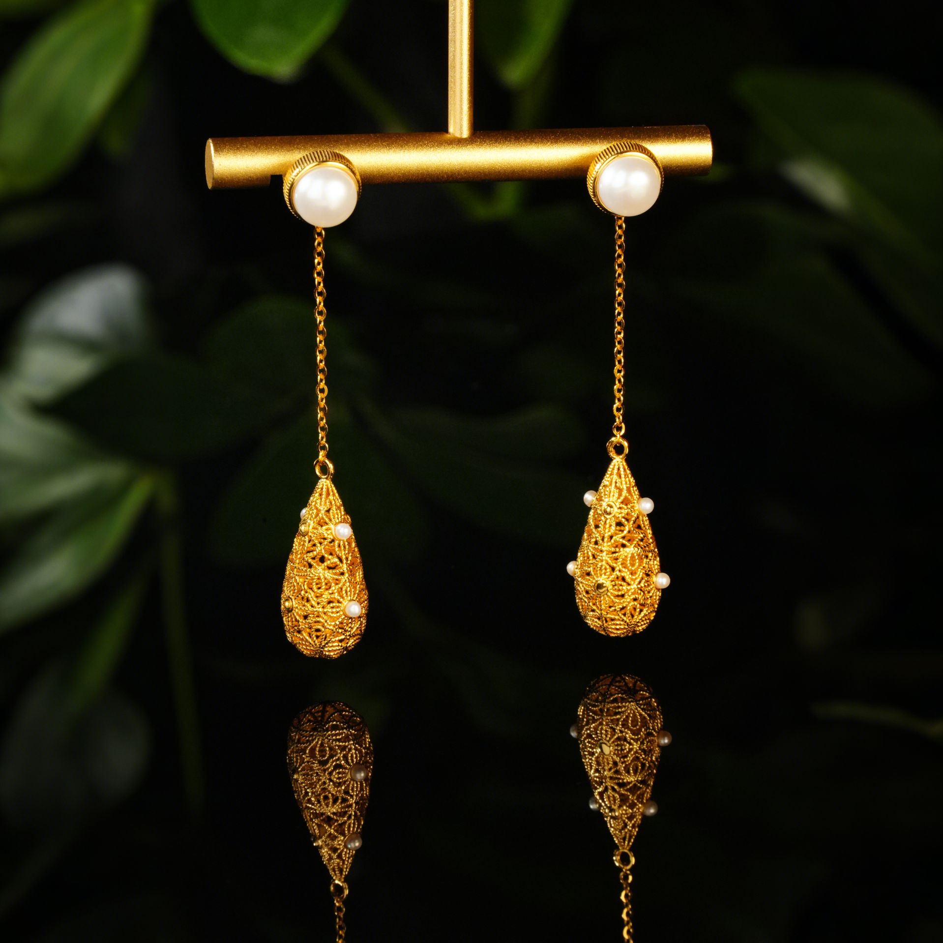 【金粉世家】水滴金色手工花丝镶嵌气质复古时尚优雅百搭精美年货