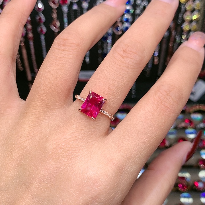 红宝石戒指银S925镶嵌79