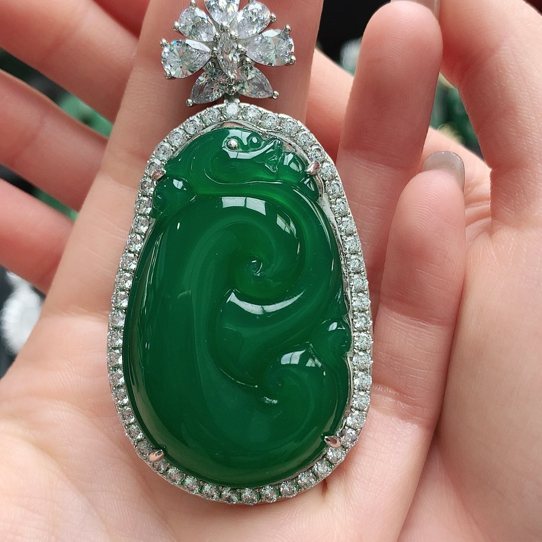 玛瑙/玉髓吊坠银S925镶嵌