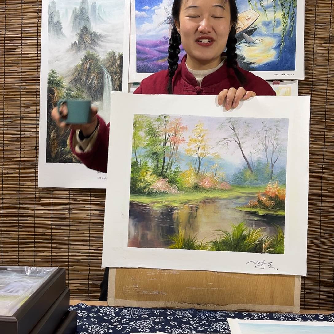 油画小*罗行路人小院绘画作品