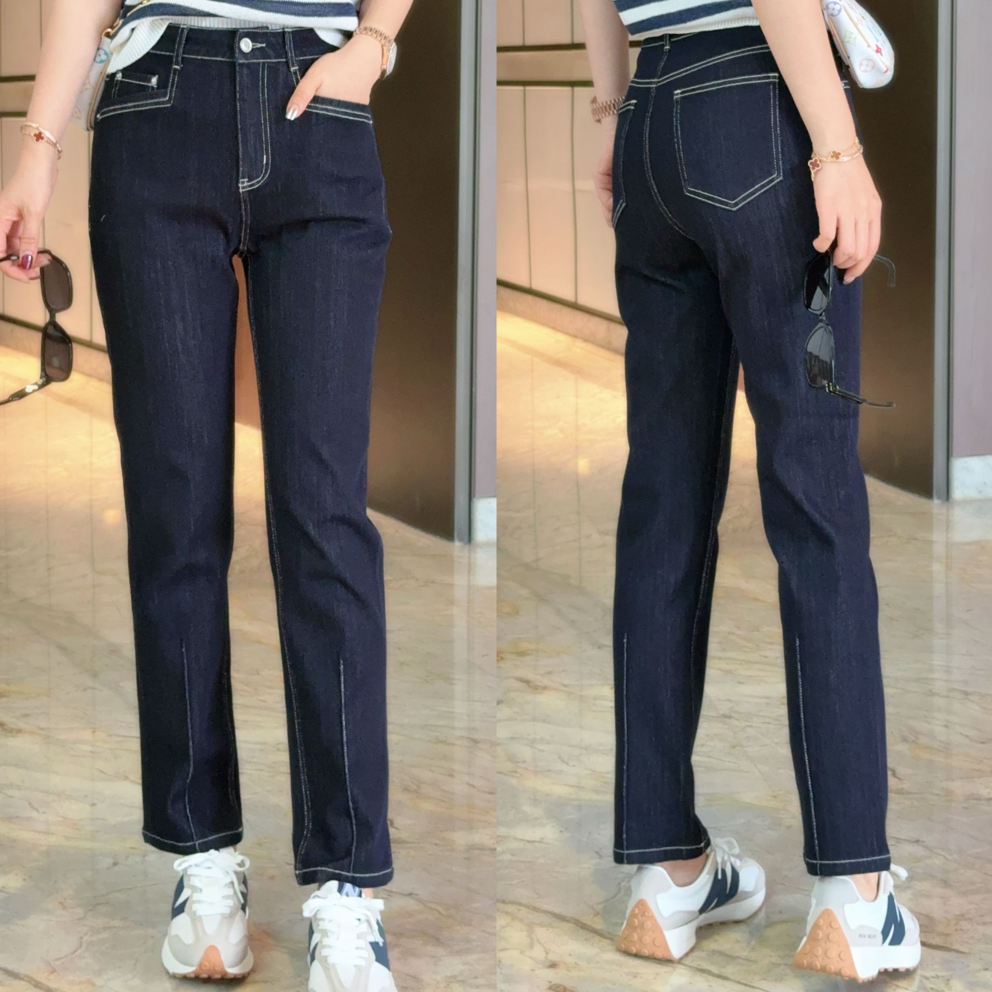 【细节牛仔】莱赛尔四面弹固色丹宁百搭牛仔裤XY25112