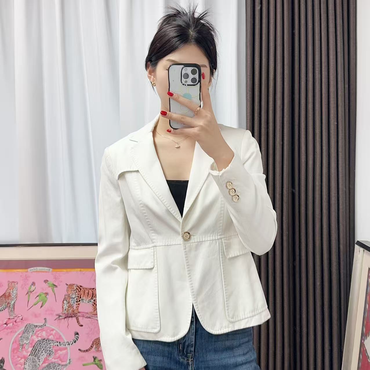 95新 GUCCI/古驰 麦殿/白色外套44码/250731SRRYHA5