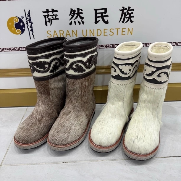 冬季保暖吸汗民族风时尚雪地靴秋冬加绒长靴雪地靴