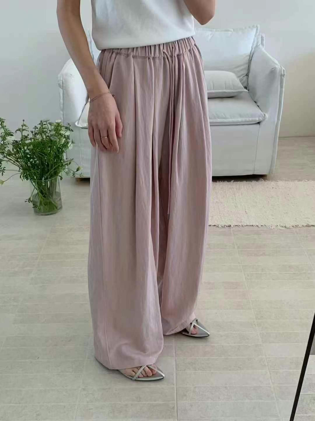 山本裤阔腿长款松紧腰垂感女裤