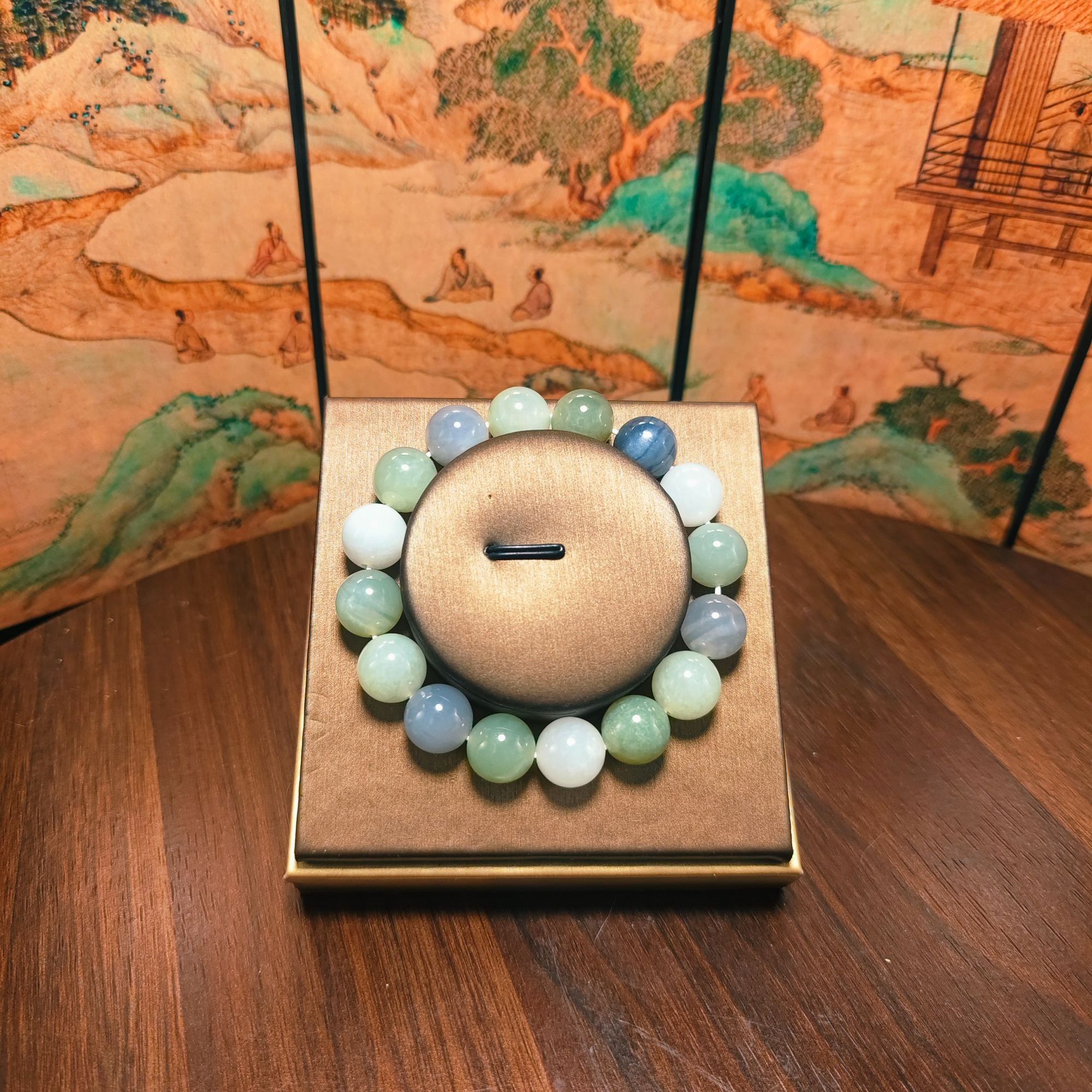 F和田玉多宝圆珠手串（卡12）0433