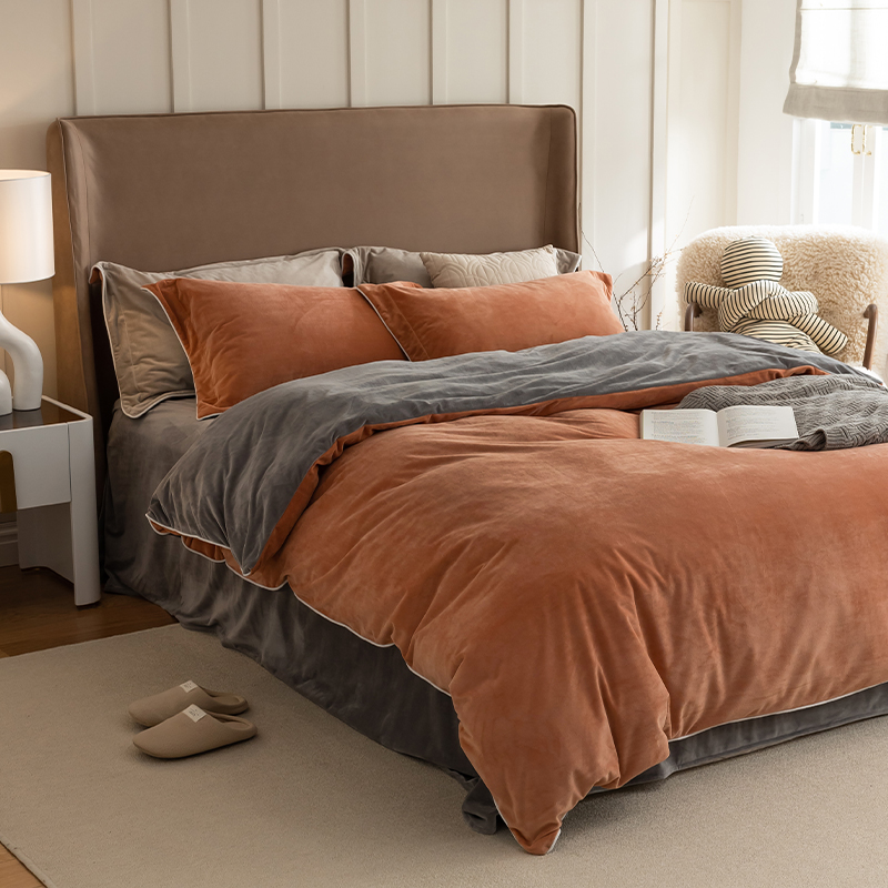 牛奶绒床上四件套珊瑚绒加绒被套床单床笠秋冬加厚保暖宿舍三件套