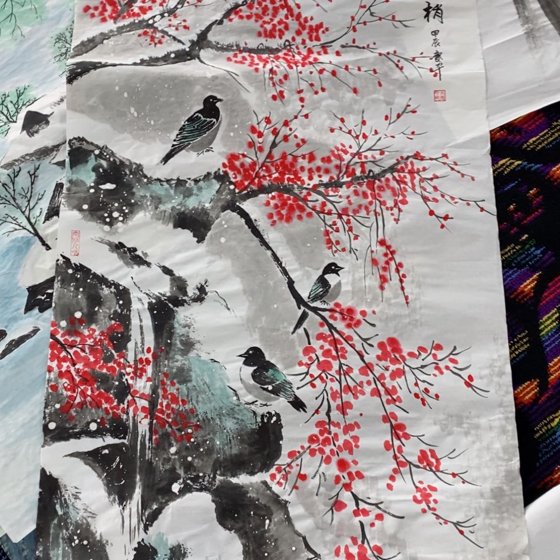 国画朱庆平四尺山水作品