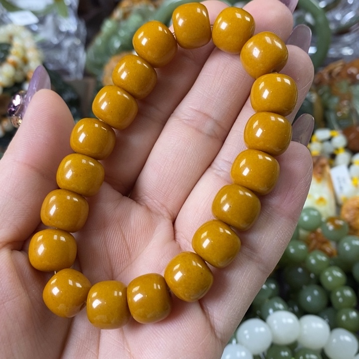 透闪石质玉手串卡12未镶嵌