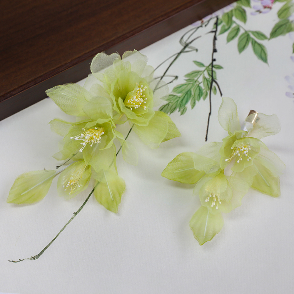 HF2582新款仙森系蝴蝶花朵发夹女款新中式复古高级感半扎发头饰