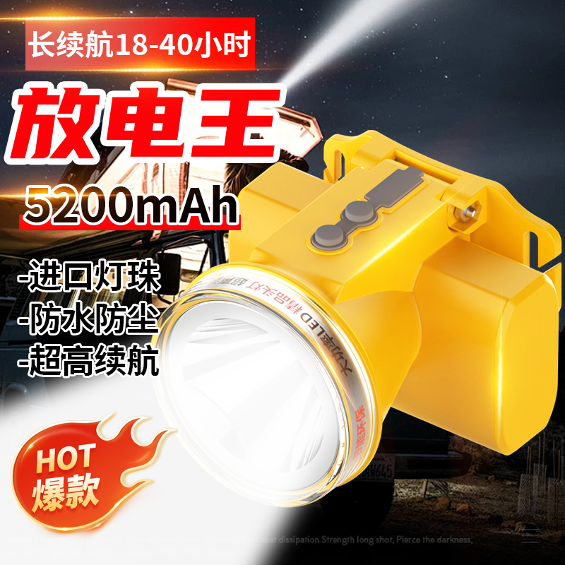超长续航头戴式强光超亮充电头灯适用于户外夜钓等场景