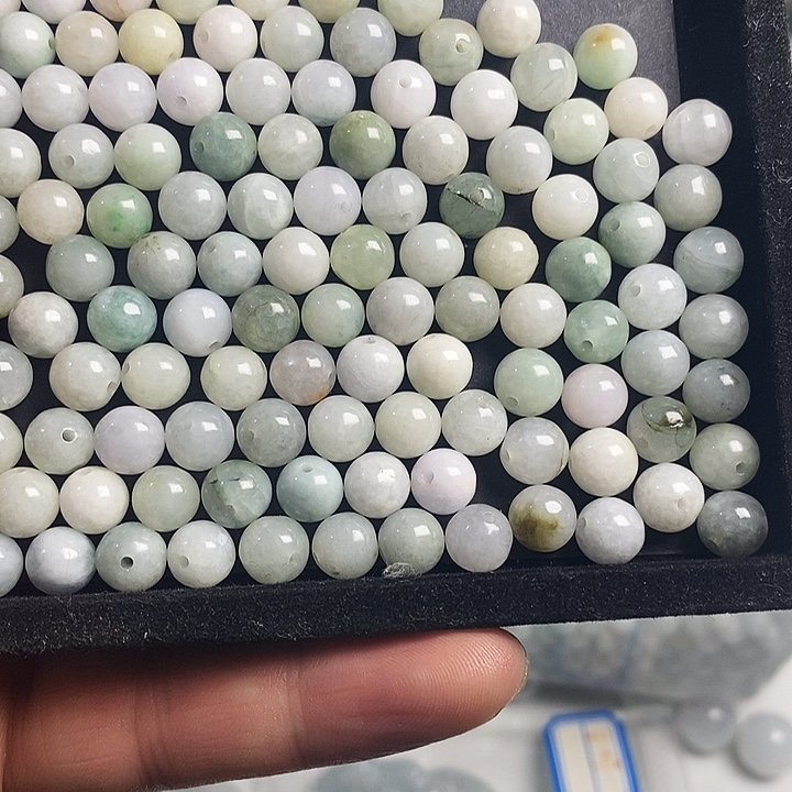 翡翠未镶嵌手链缅甸天然翡翠A货工厂直销卡8珠子100颗起拍