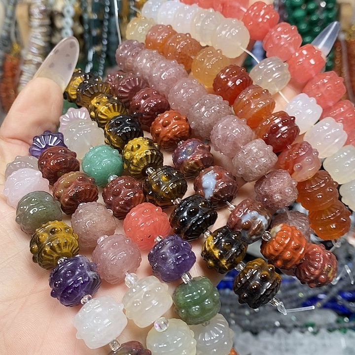 玛瑙/玉髓未镶嵌珠宝半成品天然鼓珠卡15mm10颗（自选）