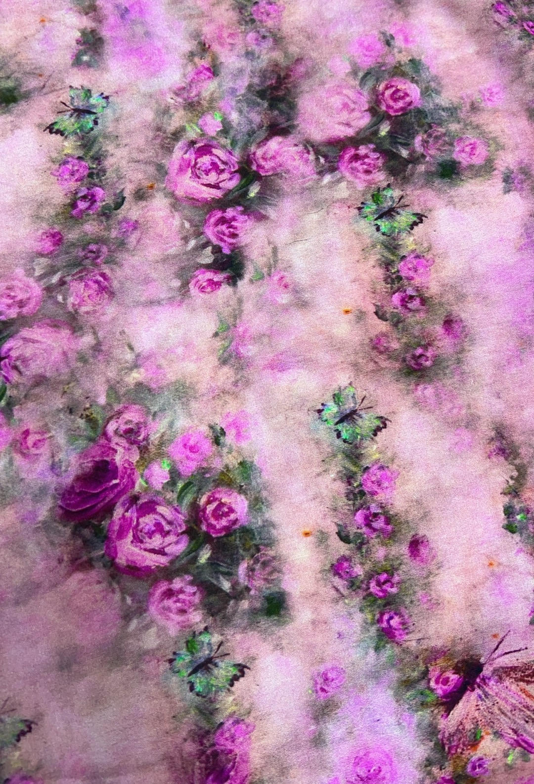 紫色玫瑰花5D数码印花面料定制时尚面料  定制商品不支持退货