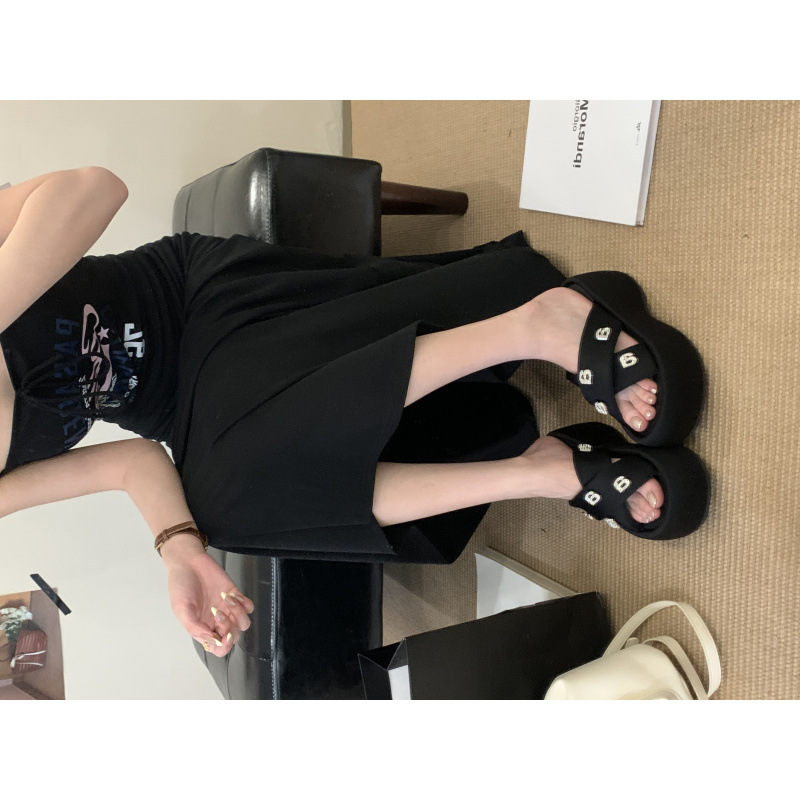 FT夏季新款水钻小个子增高百搭厚底懒人度假沙滩凉拖鞋女