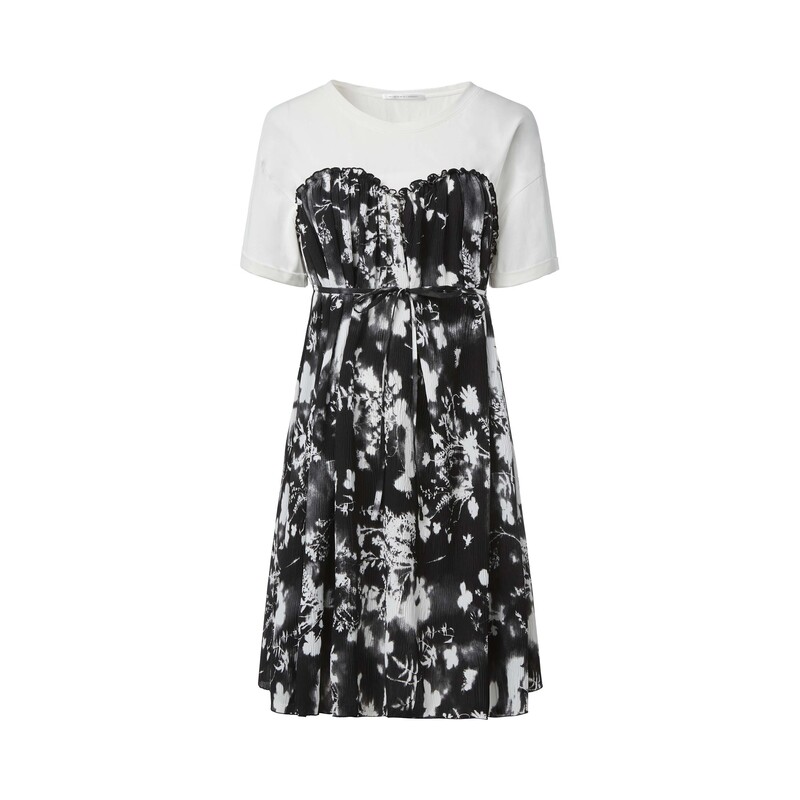 圣迪奥女装气质高端拼接简约休闲印花夏季连衣裙S242Z12M7