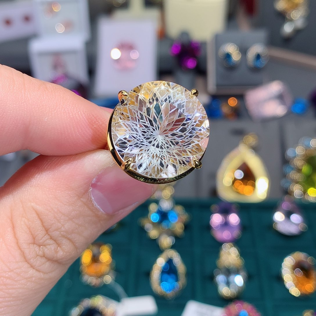 托帕石戒指银S925镶嵌戒指