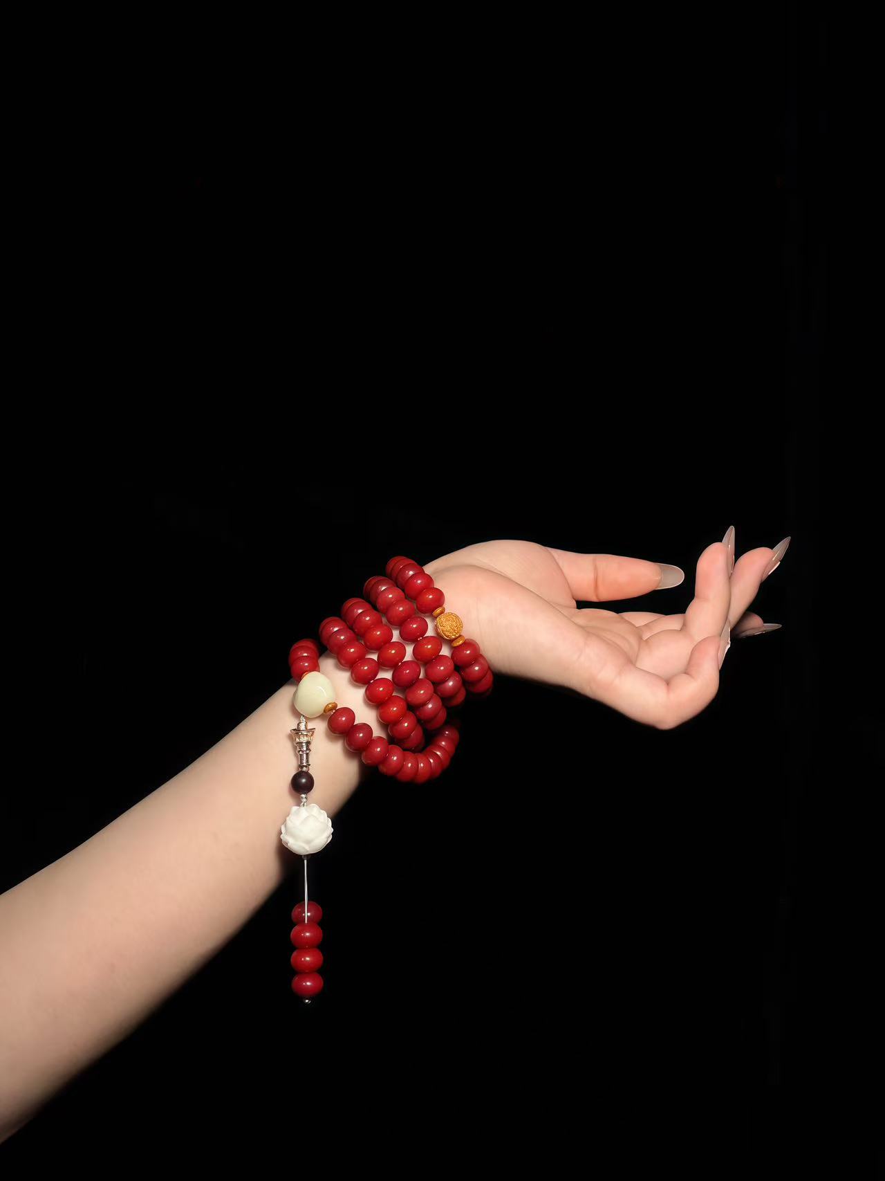 红玉菩提多圈+莲花（无礼盒）406