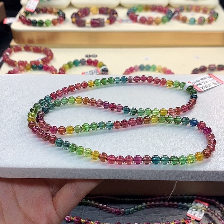 碧玺手链未镶嵌5.3/老矿浓艳。