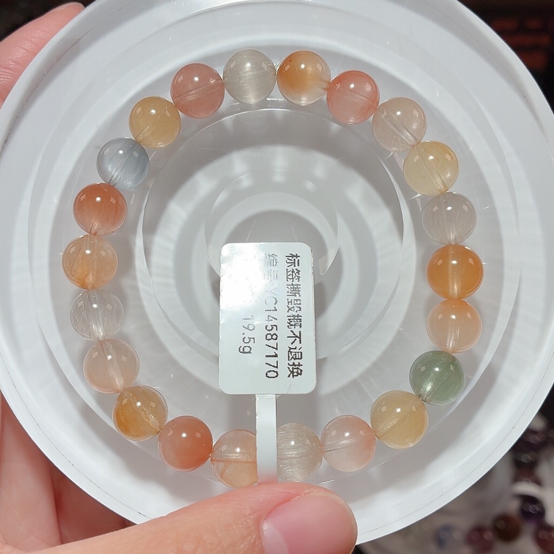 水晶手链未镶嵌F彩兔毛8.5