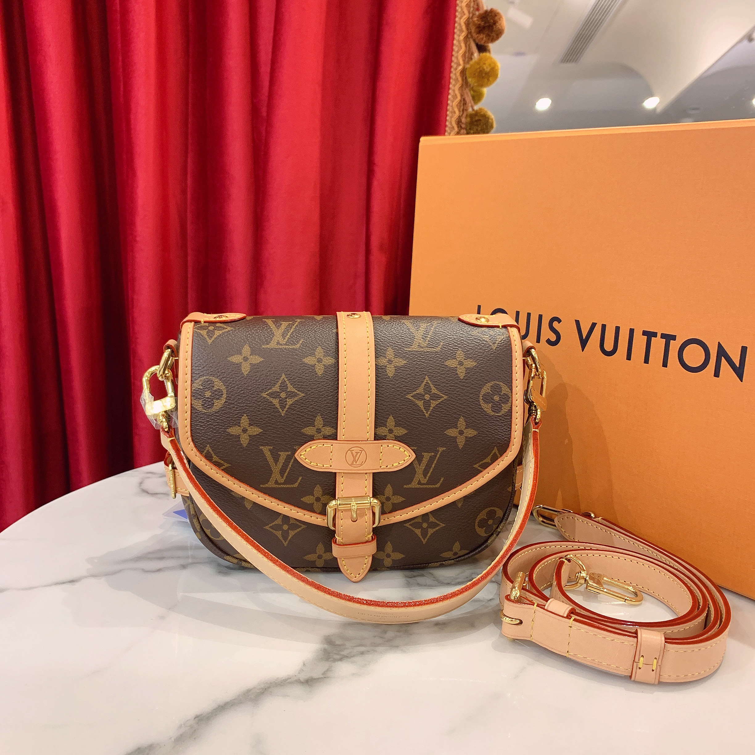 95新 LouisVuitton/路易威登 GGS双子星saumur bb马鞍包58707841